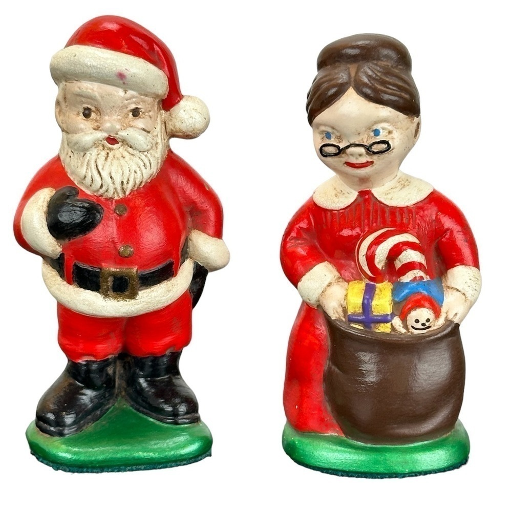 Vintage 70's‎ Ceramic Christmas Santa and Mrs. Claus Figurines
